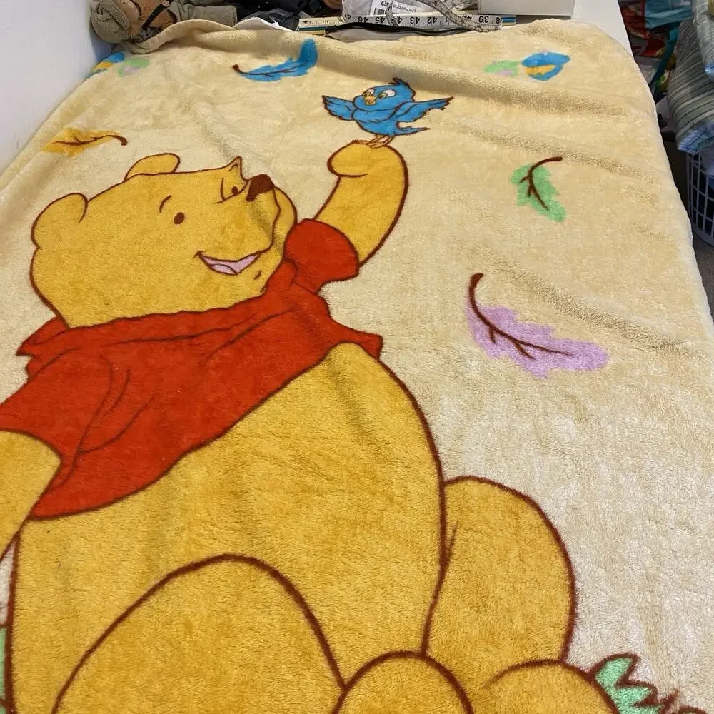 Vintage Disney Classic Winnie the Pooh Comforter Blanket Kid 54x34” Soft Flush